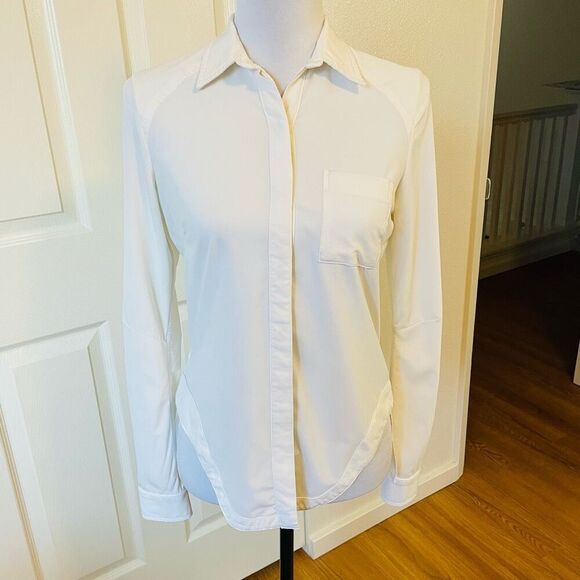 Lululemon Urbanite Button Down Shirt Ivory White Size 4 - Picture 12 of 12